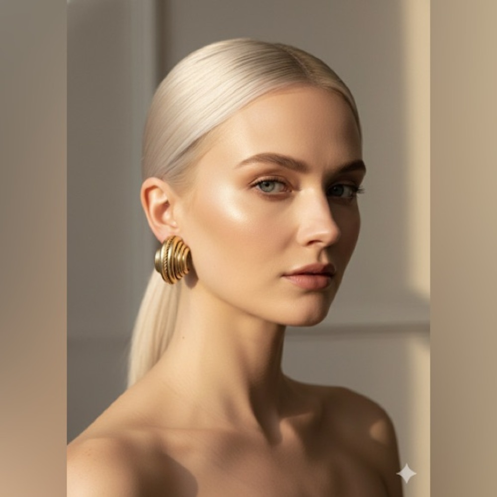 Art deco style Vintage gold clip on earrings